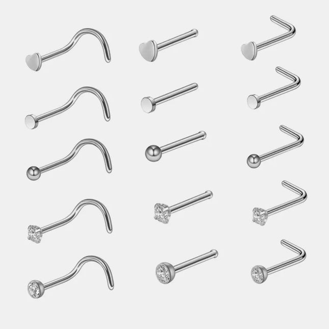 1pc Screw Curved Prong Nose Studs Rosegold Nose Rings Body Piercing jewelry Small Earrings For Women Gilrs Nostril Piercings