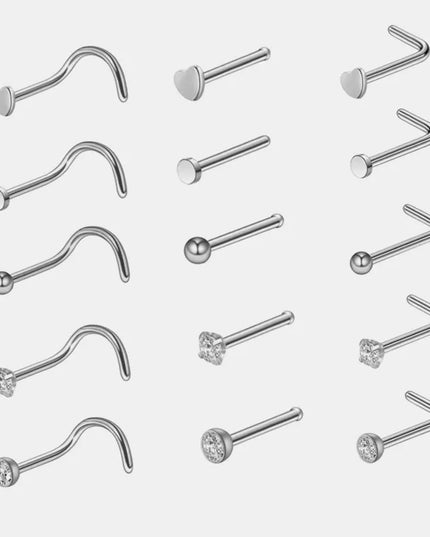 1pc Screw Curved Prong Nose Studs Rosegold Nose Rings Body Piercing jewelry Small Earrings For Women Gilrs Nostril Piercings