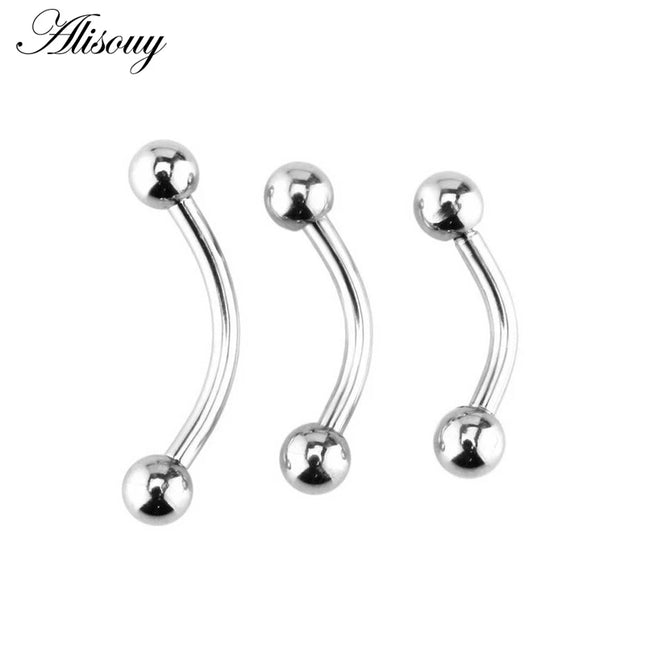 Alisouy 2Pcs Stainless Steel Curved Eyebrow Nose Lip Earrings Nipple Piercings Punk Unisex Body Piercing Septum Sieraden