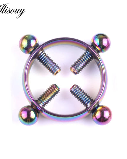Alisouy 1PC 316L Surgical Stainless Steel Round Non-Piercing Nipple Ring Shield Nickel-free Fake Body Piercing Jewelry