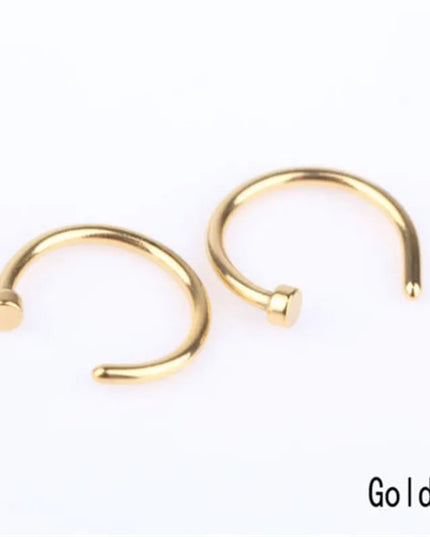 2PCS Stainlees Steel C Shape Nose Ring Women Girls Fake Piercing Hoop Stud Female Body Jewelry Party Gift