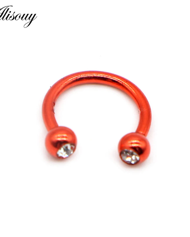 Alisouy 1PC Stainless Steel Hoop Nose Ring Nose Piercing Fake Piercing Septum Clicker Numbers Hanger For Jewelry