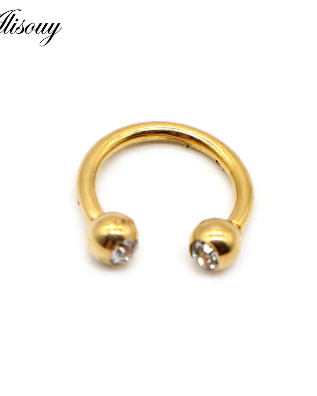 Alisouy 1PC Stainless Steel Hoop Nose Ring Nose Piercing Fake Piercing Septum Clicker Numbers Hanger For Jewelry