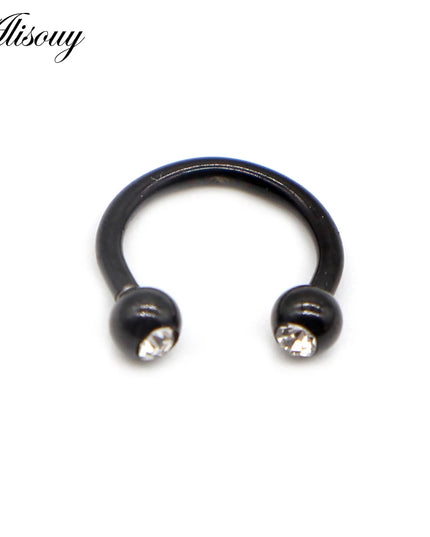 Alisouy 1PC Stainless Steel Hoop Nose Ring Nose Piercing Fake Piercing Septum Clicker Numbers Hanger For Jewelry
