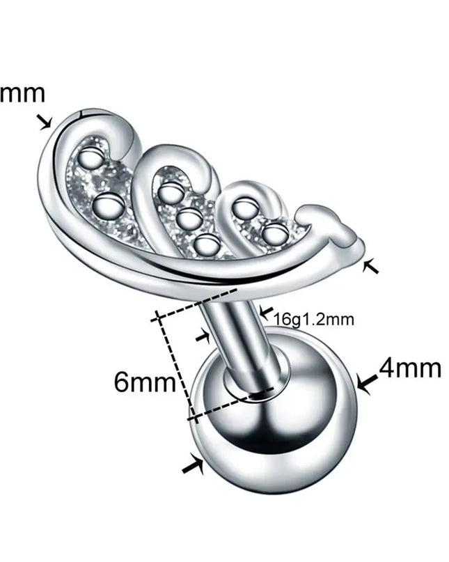 1PC Steel Ear Tragus Cartilage Piercing Crystal Flower Conch Lobe Earrings Barbell Piercing Orelha Ear Stud Helix Sexy Jewelry