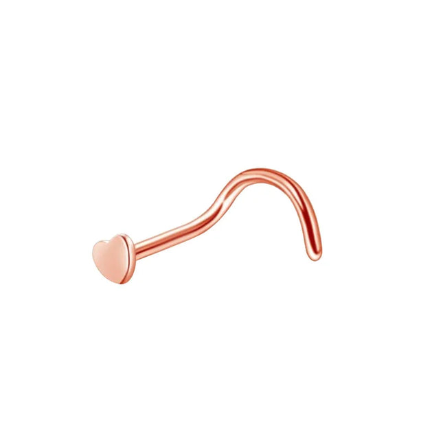 1pc Screw Curved Prong Nose Studs Rosegold Nose Rings Body Piercing jewelry Small Earrings For Women Gilrs Nostril Piercings