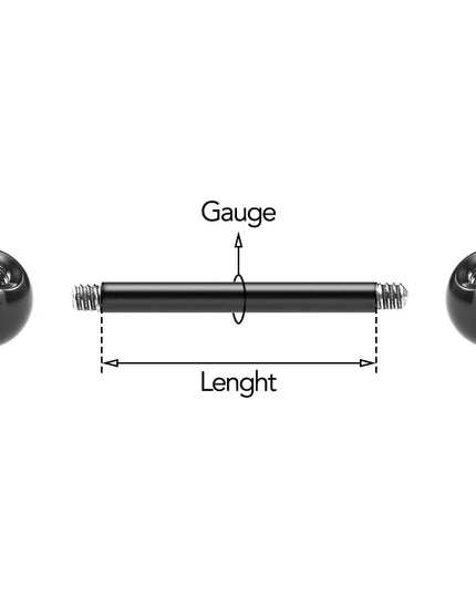 12-18mm 14G Titanium Nipple Piercing Straight Barbells