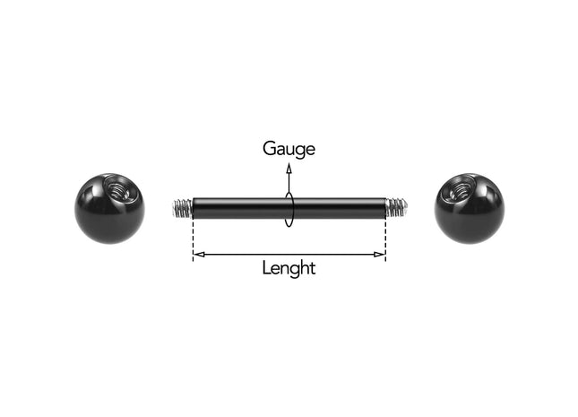 12-18mm 14G Titanium Nipple Piercing Straight Barbells
