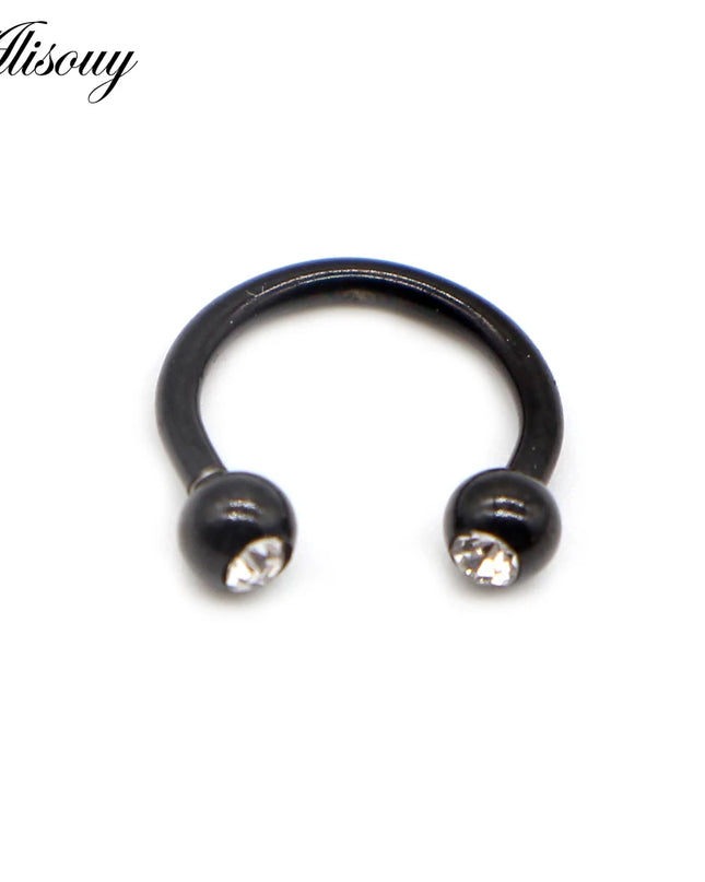 Alisouy 1PC Stainless Steel Hoop Nose Ring Nose Piercing Fake Piercing Septum Clicker Numbers Hanger For Jewelry