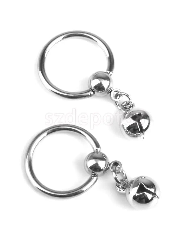 1 Pair 14G Stainless Steel Bell Charm Pendant Nipple Ring Body Piercing