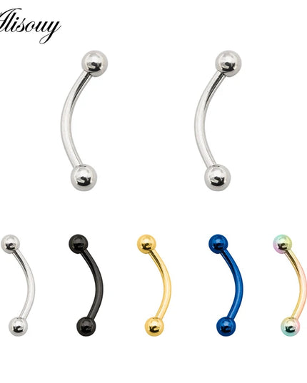 Alisouy 2Pcs Stainless Steel Curved Eyebrow Nose Lip Earrings Nipple Piercings Punk Unisex Body Piercing Septum Sieraden