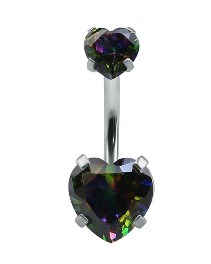 Heart Crystal Belly Button Rings 14G Belly Bar Navel Piercing Jewelry Hot Summer Women Jewelry CZ Navel Piercing  Belly Nombril