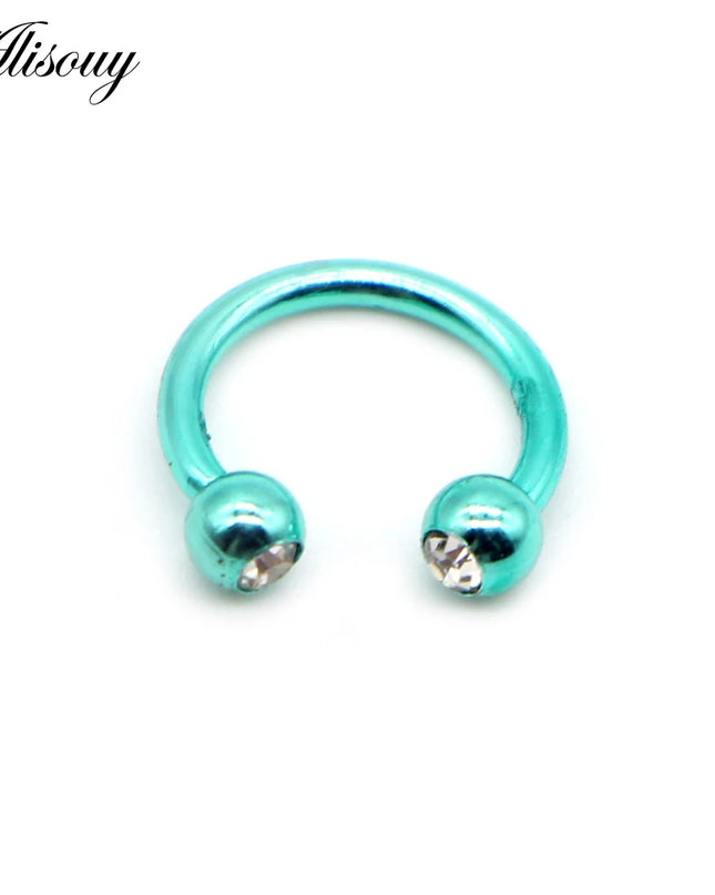 Alisouy 1PC Stainless Steel Hoop Nose Ring Nose Piercing Fake Piercing Septum Clicker Numbers Hanger For Jewelry