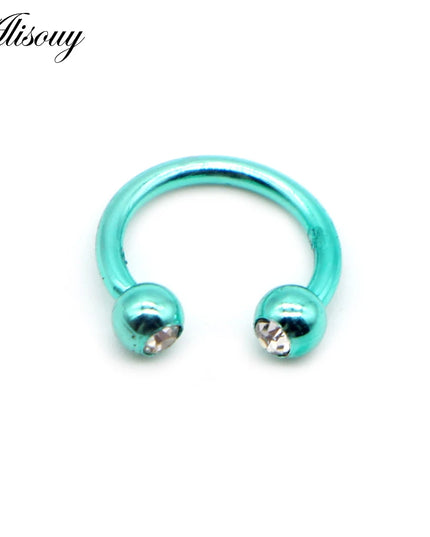 Alisouy 1PC Stainless Steel Hoop Nose Ring Nose Piercing Fake Piercing Septum Clicker Numbers Hanger For Jewelry