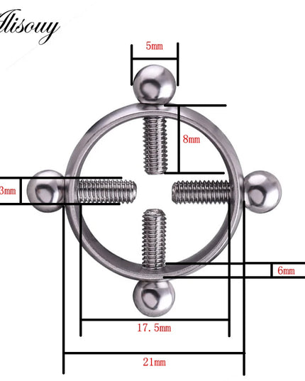 Alisouy 1PC 316L Surgical Stainless Steel Round Non-Piercing Nipple Ring Shield Nickel-free Fake Body Piercing Jewelry