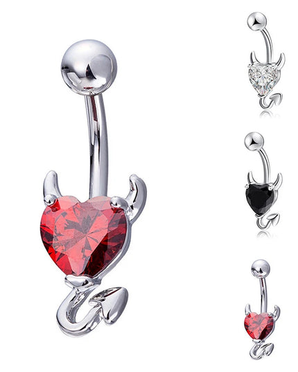 Navel Belly Piercing Button Ring Glitter Love Heart Decor Piercing Navel Nail Sexy for Women Body Jewelry LL@17