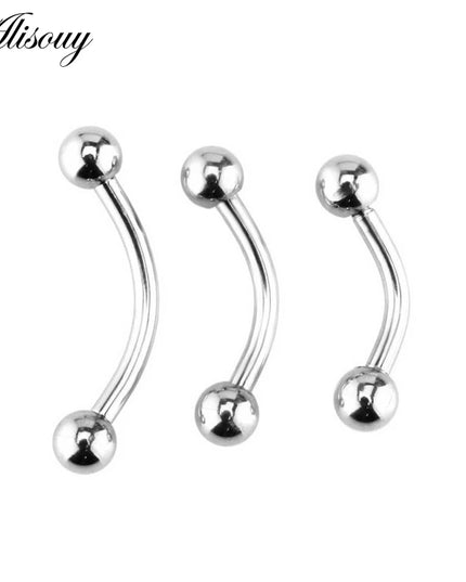 Alisouy 2Pcs Stainless Steel Curved Eyebrow Nose Lip Earrings Nipple Piercings Punk Unisex Body Piercing Septum Sieraden