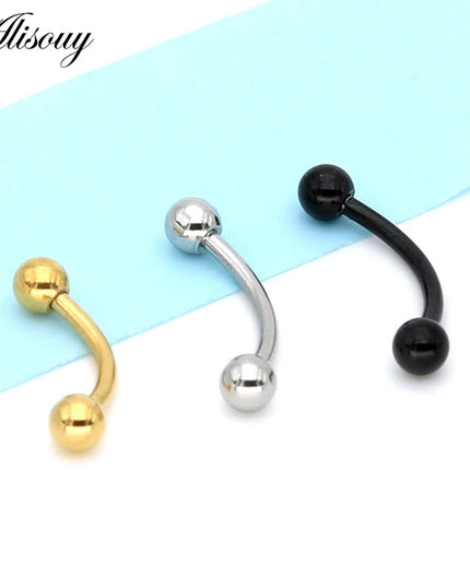 Alisouy 2Pcs Stainless Steel Curved Eyebrow Nose Lip Earrings Nipple Piercings Punk Unisex Body Piercing Septum Sieraden