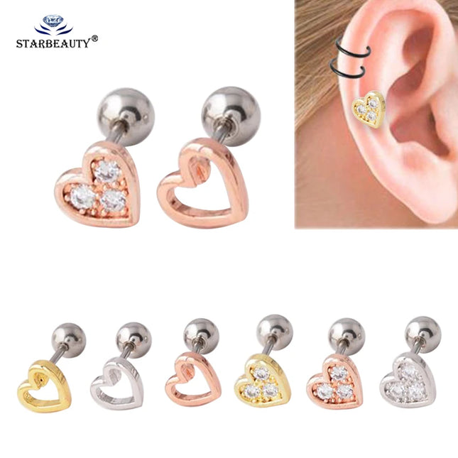 1 Pair Heart Ear Piercing Stud  Cartilage Earring Nose Stud Lip Stud Earring Body Jewelry Flower Sexy Body Piercing Jewelry