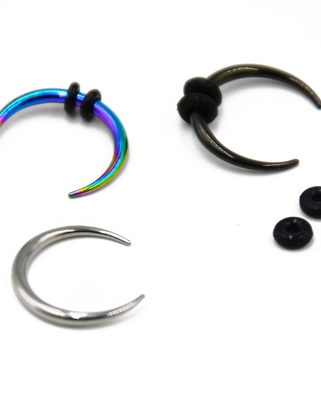 1 Piece Surgical Steel OX Horn Vintage Nose Septum Hoop Rings Ear Septum Clicker Horseshoe Nose Ear Taper Piercing Body Jewelry