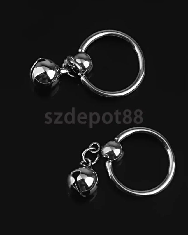 1 Pair 14G Stainless Steel Bell Charm Pendant Nipple Ring Body Piercing