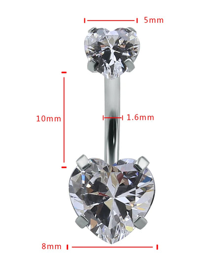 Heart Crystal Belly Button Rings 14G Belly Bar Navel Piercing Jewelry Hot Summer Women Jewelry CZ Navel Piercing  Belly Nombril