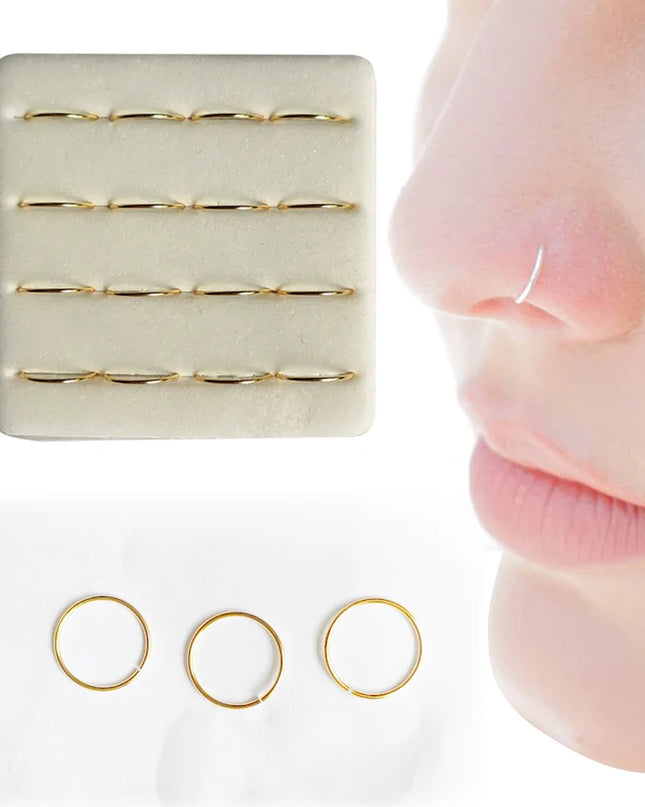 8mm Nose Ring 925 Sterling Silver plain Nose Hoop Piercing 16pcs/pack