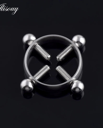 Alisouy 1PC 316L Surgical Stainless Steel Round Non-Piercing Nipple Ring Shield Nickel-free Fake Body Piercing Jewelry
