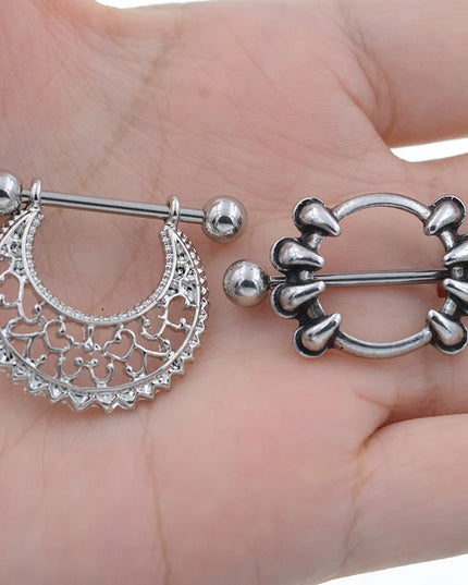 1 Pair Punk Heart nipple piercing jewelry Stainless Steel Nipple Ring Nipple Shield Piercing Jewelry Sexy Body Jewelry For Women