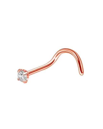 1pc Screw Curved Prong Nose Studs Rosegold Nose Rings Body Piercing jewelry Small Earrings For Women Gilrs Nostril Piercings