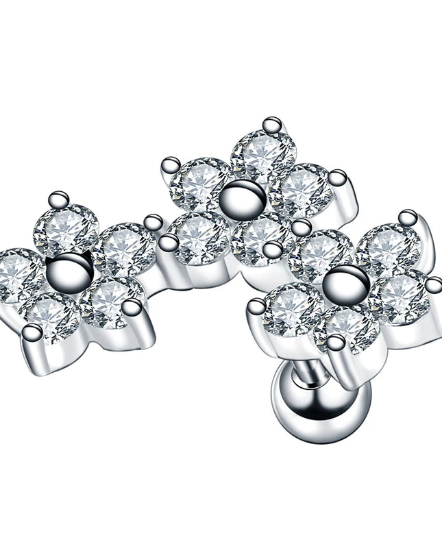 1PC Steel Ear Tragus Cartilage Piercing Crystal Flower Conch Lobe Earrings Barbell Piercing Orelha Ear Stud Helix Sexy Jewelry