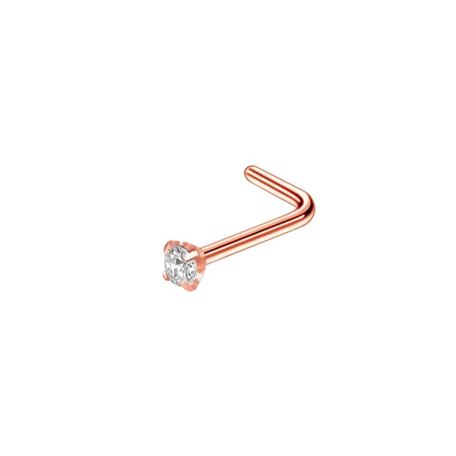 1pc Screw Curved Prong Nose Studs Rosegold Nose Rings Body Piercing jewelry Small Earrings For Women Gilrs Nostril Piercings