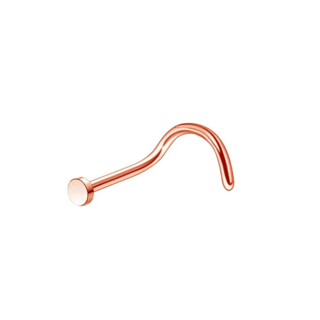 1pc Screw Curved Prong Nose Studs Rosegold Nose Rings Body Piercing jewelry Small Earrings For Women Gilrs Nostril Piercings
