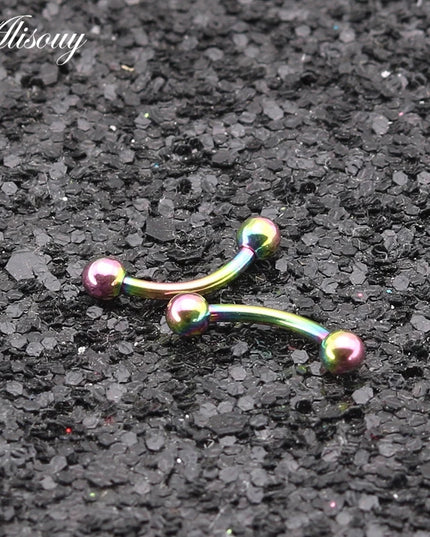 Alisouy 2Pcs Stainless Steel Curved Eyebrow Nose Lip Earrings Nipple Piercings Punk Unisex Body Piercing Septum Sieraden