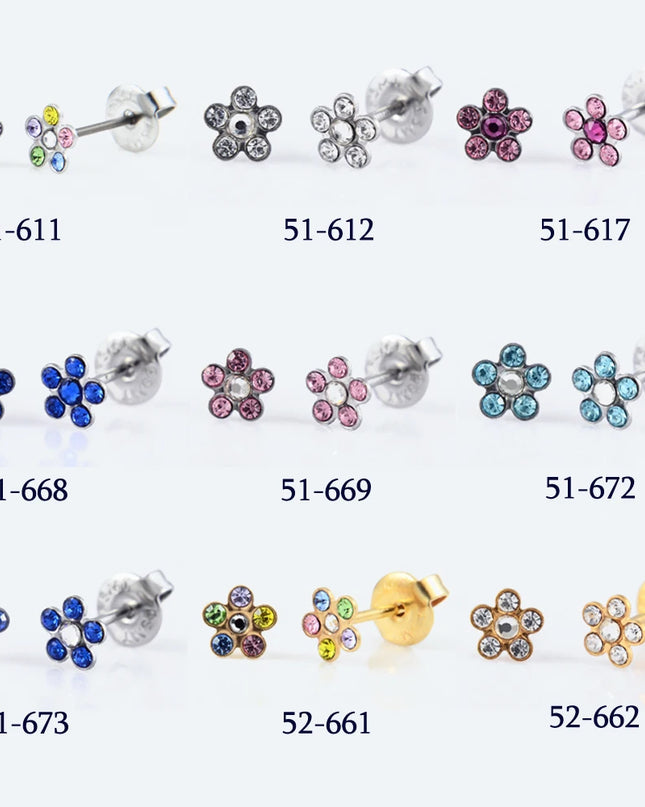 1 Piece Sterilized Disposable Safety Nose Ear Piercing Device Sterile Bezel Cute Earring Crystal Flower Studs Ear Piercer Unit
