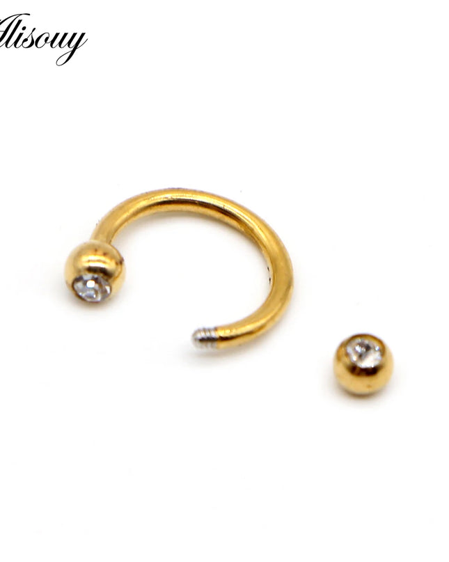 Alisouy 1PC Stainless Steel Hoop Nose Ring Nose Piercing Fake Piercing Septum Clicker Numbers Hanger For Jewelry