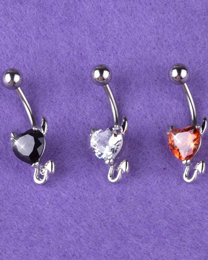 Navel Belly Piercing Button Ring Glitter Love Heart Decor Piercing Navel Nail Sexy for Women Body Jewelry LL@17