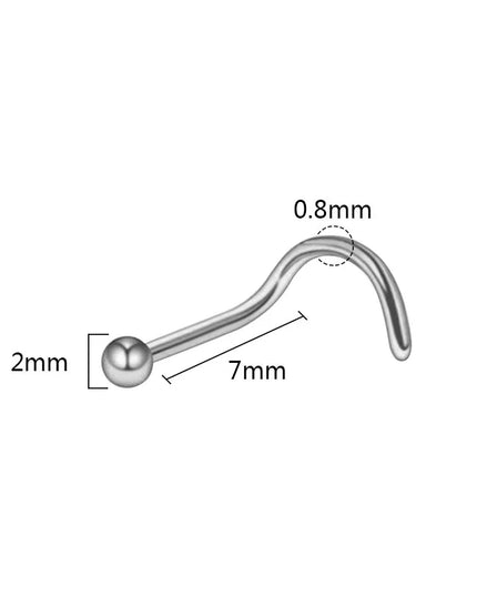 1pc Screw Curved Prong Nose Studs Rosegold Nose Rings Body Piercing jewelry Small Earrings For Women Gilrs Nostril Piercings
