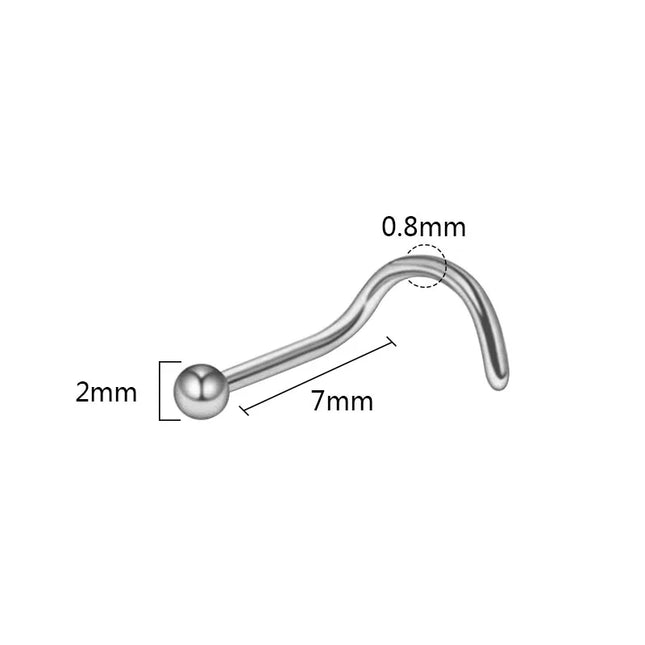 1pc Screw Curved Prong Nose Studs Rosegold Nose Rings Body Piercing jewelry Small Earrings For Women Gilrs Nostril Piercings