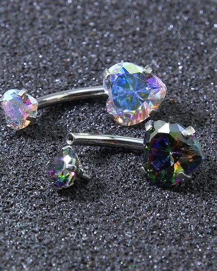Heart Crystal Belly Button Rings 14G Belly Bar Navel Piercing Jewelry Hot Summer Women Jewelry CZ Navel Piercing  Belly Nombril