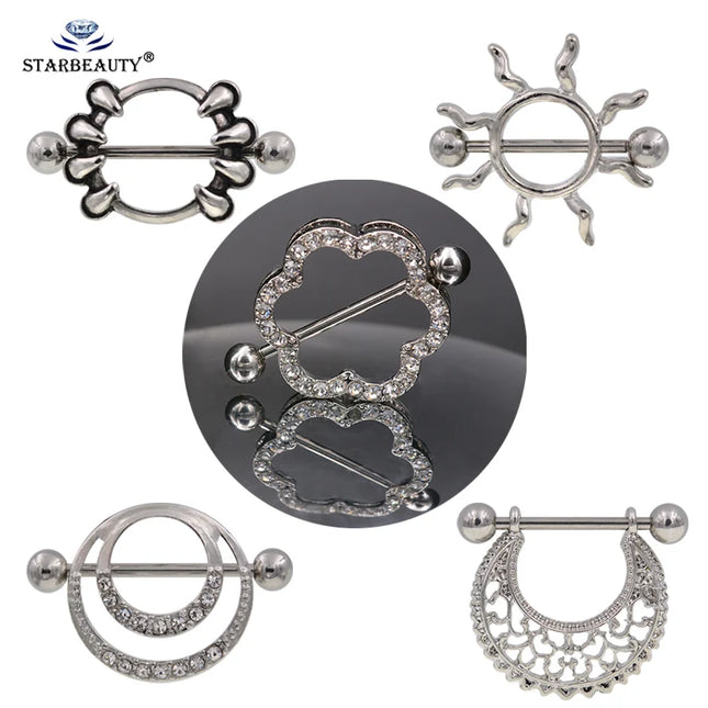 1 Pair Punk Heart nipple piercing jewelry Stainless Steel Nipple Ring Nipple Shield Piercing Jewelry Sexy Body Jewelry For Women