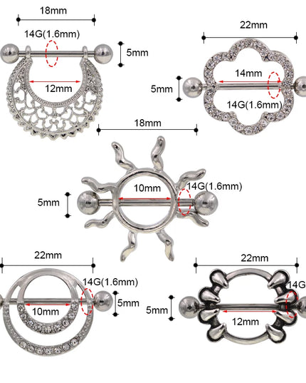 1 Pair Punk Heart nipple piercing jewelry Stainless Steel Nipple Ring Nipple Shield Piercing Jewelry Sexy Body Jewelry For Women