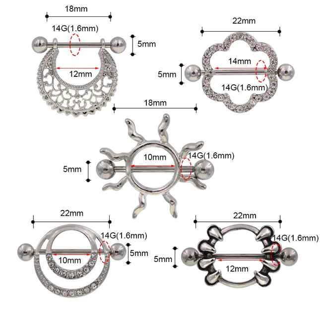 1 Pair Punk Heart nipple piercing jewelry Stainless Steel Nipple Ring Nipple Shield Piercing Jewelry Sexy Body Jewelry For Women