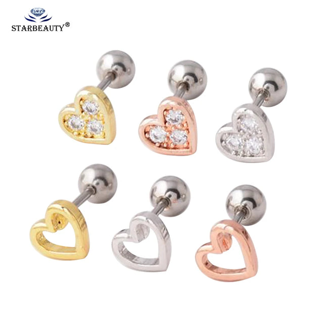 1 Pair Heart Ear Piercing Stud  Cartilage Earring Nose Stud Lip Stud Earring Body Jewelry Flower Sexy Body Piercing Jewelry