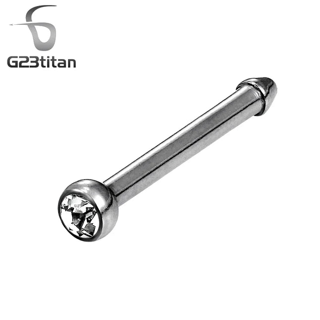 Bright Zircon Nose Ring India Women Fashion Jewelry 18G Small Nose Stud G23 Titanium Nose Wing Piercing Jewelry Body Accessories