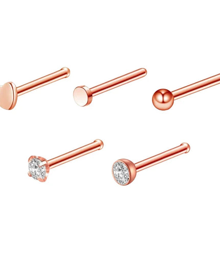1pc Screw Curved Prong Nose Studs Rosegold Nose Rings Body Piercing jewelry Small Earrings For Women Gilrs Nostril Piercings