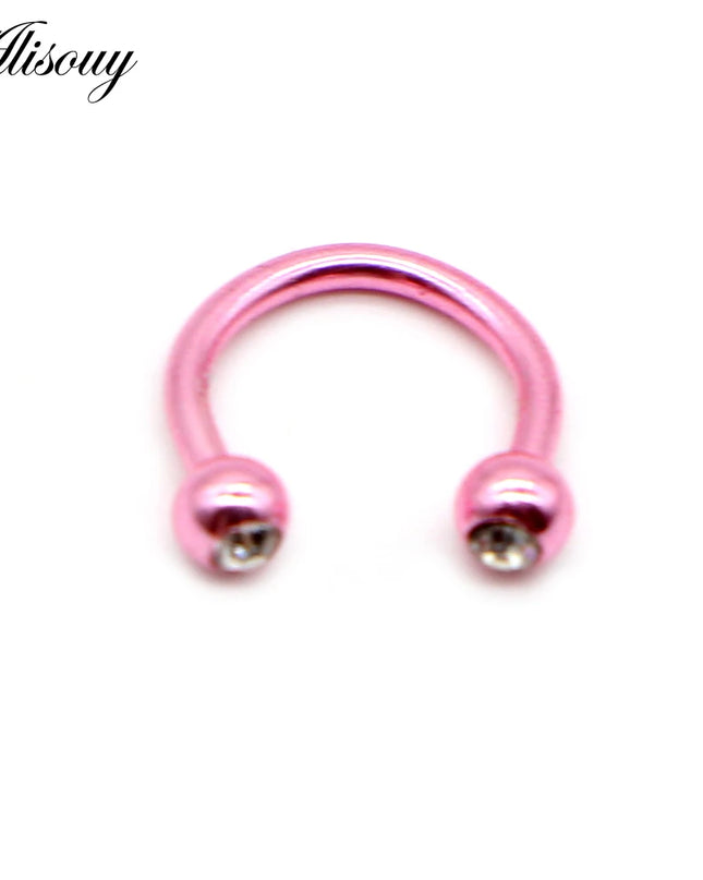 Alisouy 1PC Stainless Steel Hoop Nose Ring Nose Piercing Fake Piercing Septum Clicker Numbers Hanger For Jewelry