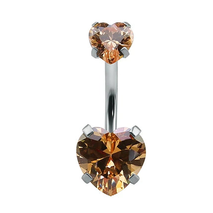 Heart Crystal Belly Button Rings 14G Belly Bar Navel Piercing Jewelry Hot Summer Women Jewelry CZ Navel Piercing  Belly Nombril