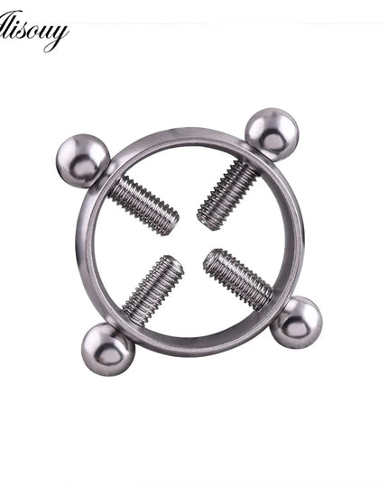 Alisouy 1PC 316L Surgical Stainless Steel Round Non-Piercing Nipple Ring Shield Nickel-free Fake Body Piercing Jewelry