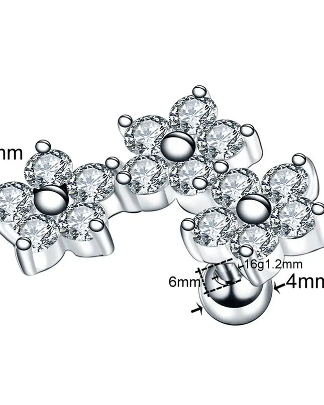 1PC Steel Ear Tragus Cartilage Piercing Crystal Flower Conch Lobe Earrings Barbell Piercing Orelha Ear Stud Helix Sexy Jewelry